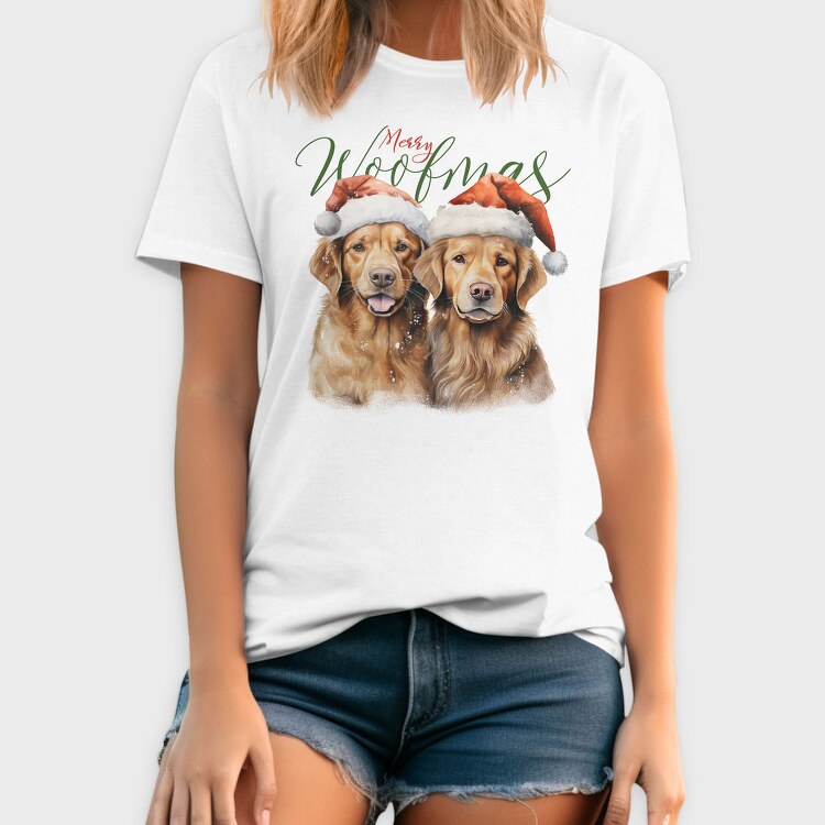 Golden Retrievers Christmas Throw Pillow Merry Woofmas, Tricou Barbati (Unisex)