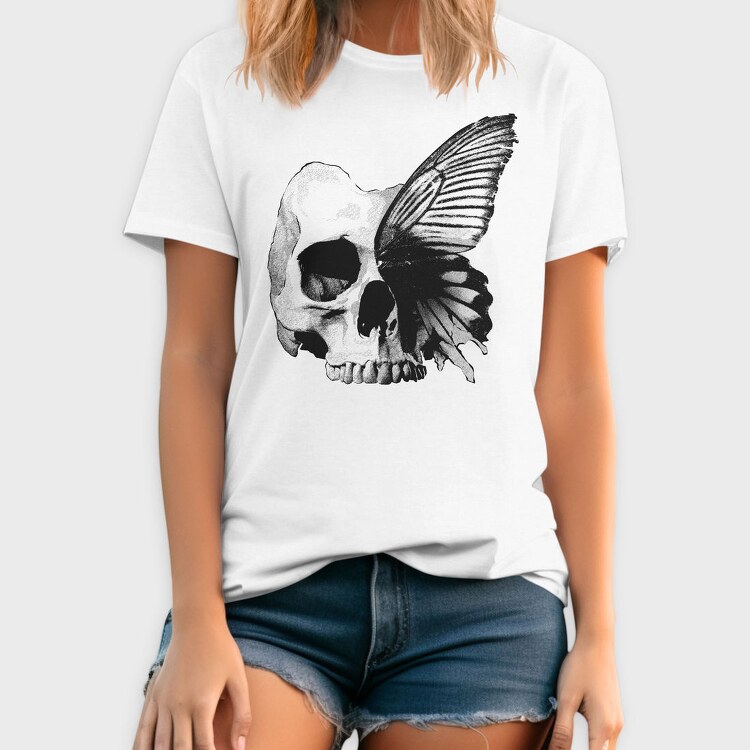 Skull And Butterfly Hand Drawn Tote, Tricou Barbati (Unisex)