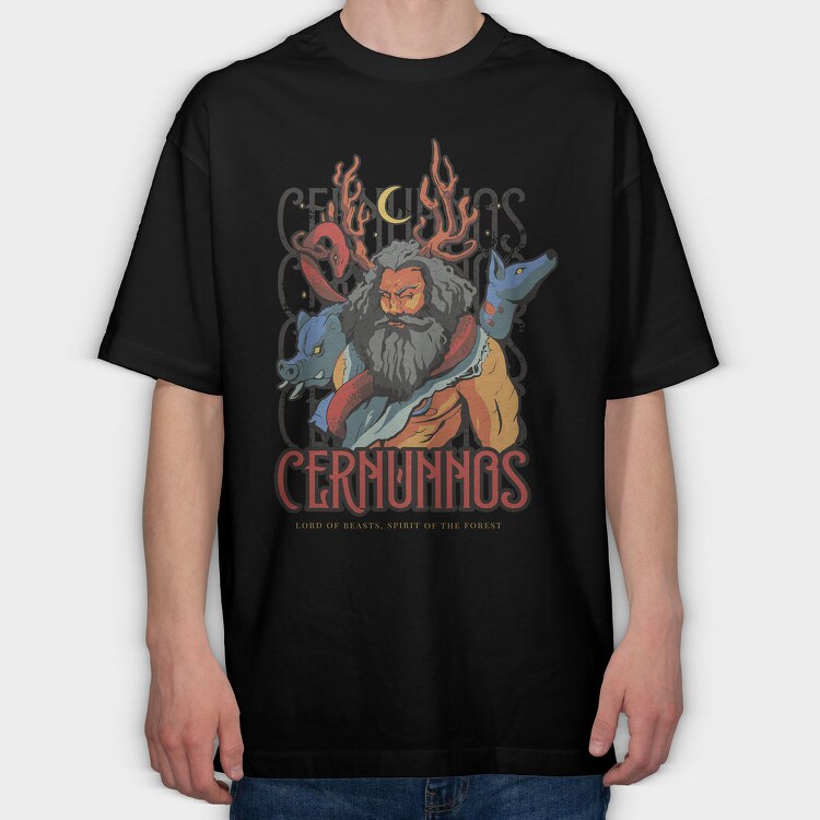 Cernunnos Mythological Beast, Tricou Oversize Barbati (Unisex)