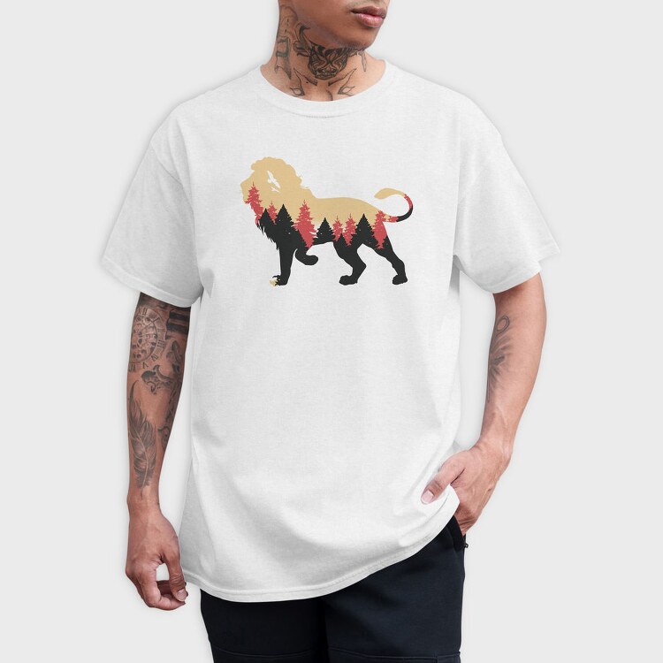 Lion Forest Silhouette, Tricou Barbati (Unisex)