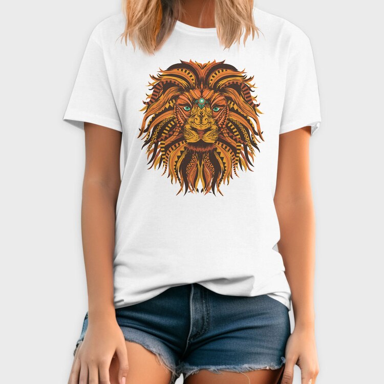 Lion Mandala Illustration Color 001, Tricou Barbati (Unisex)