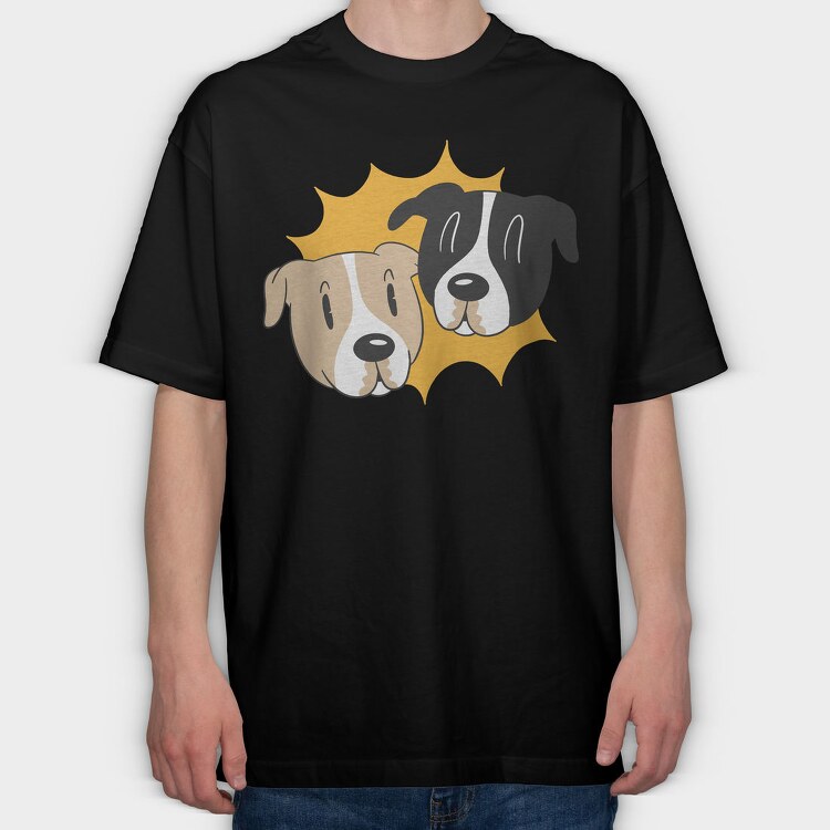 Cartoon Dog Faces, Tricou Oversize Barbati (Unisex)