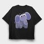 Purple Elephant Stroll, Tricou Oversize Barbati (Unisex)