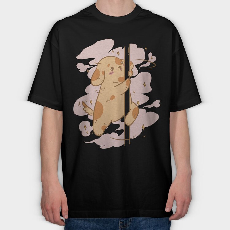 Cartoon Dog Pole Dancing, Tricou Oversize Barbati (Unisex)