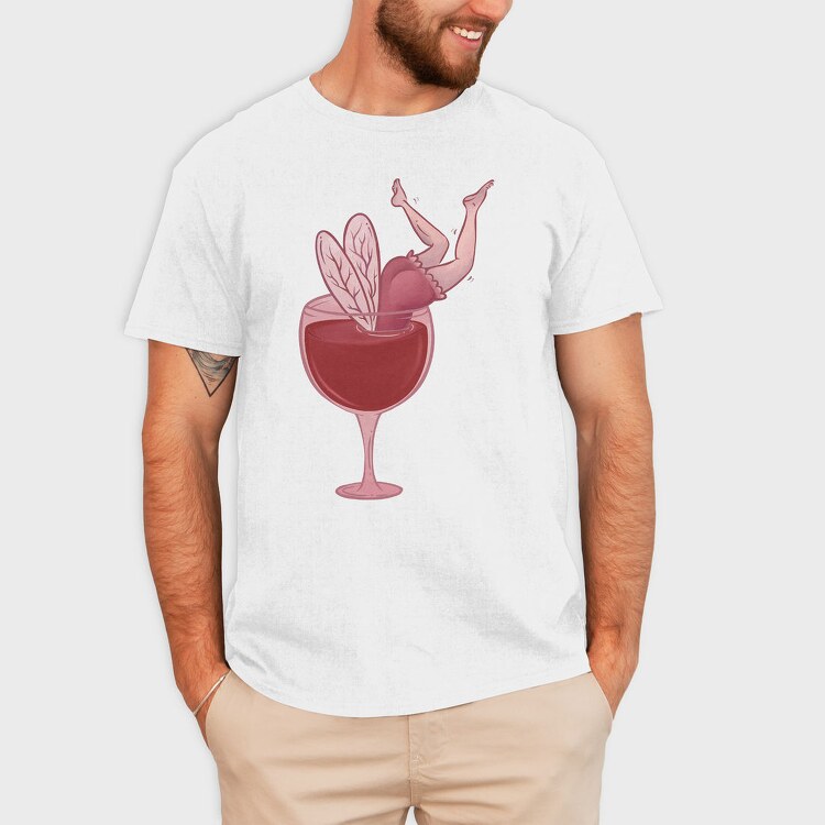 Small Drunk Fairy In Wine Glass, Tricou Barbati (Unisex)