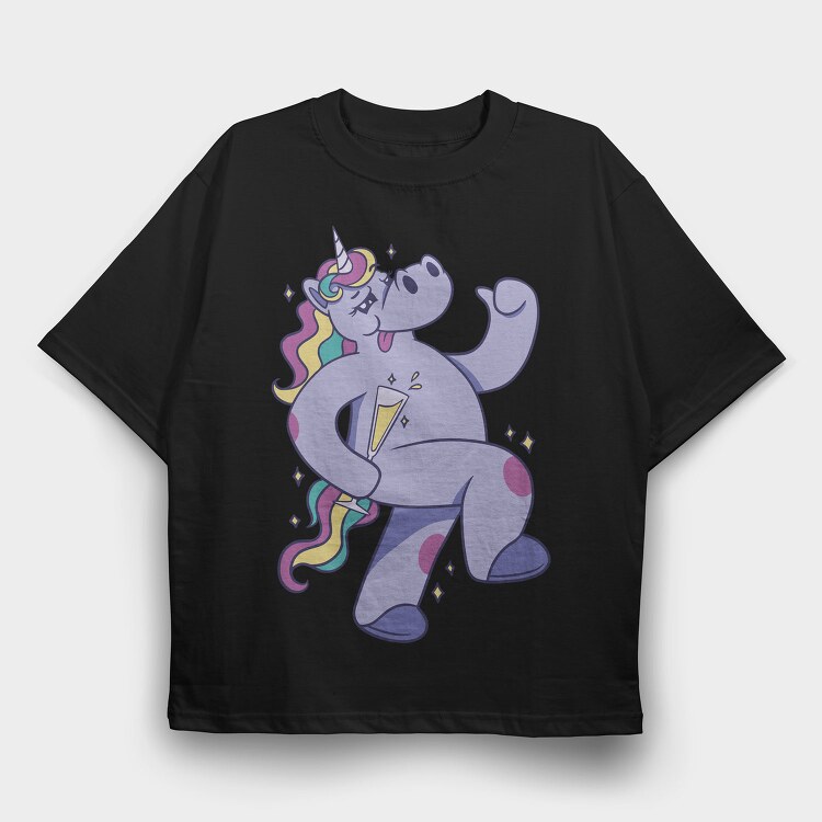 Purple Unicorn Drunk Party, Tricou Oversize Barbati (Unisex)