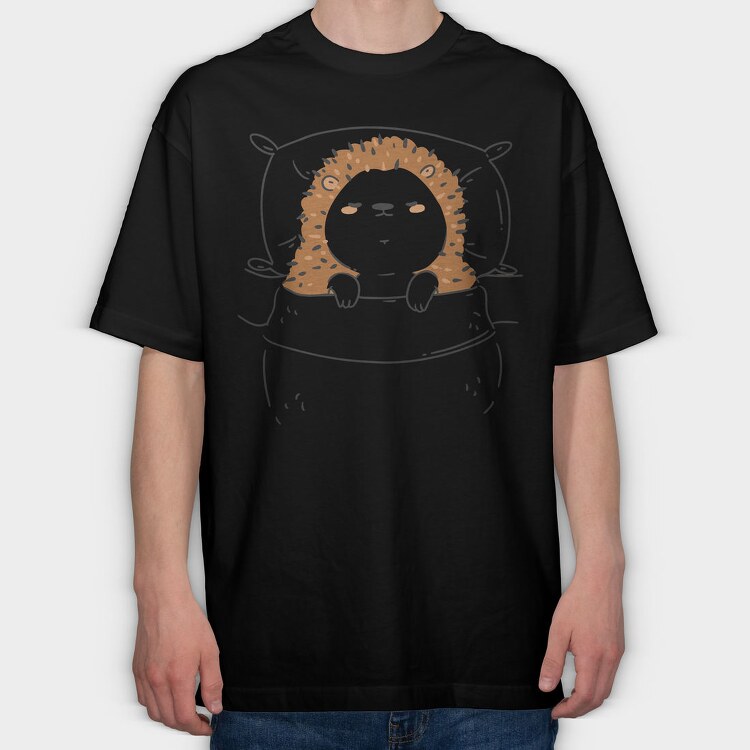 Cute Sleeping Hedgehog, Tricou Oversize Barbati (Unisex)