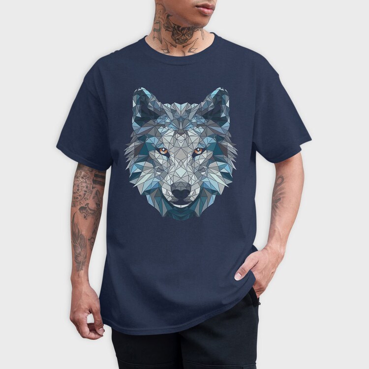 Polygonal White Wolf, Tricou Barbati (Unisex)