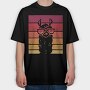 Llama Animal Retro Sunset, Tricou Oversize Barbati (Unisex)