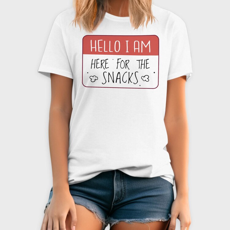 Snacks Lover Name Tag Hello I M Here For The Snacks, Tricou Barbati (Unisex)