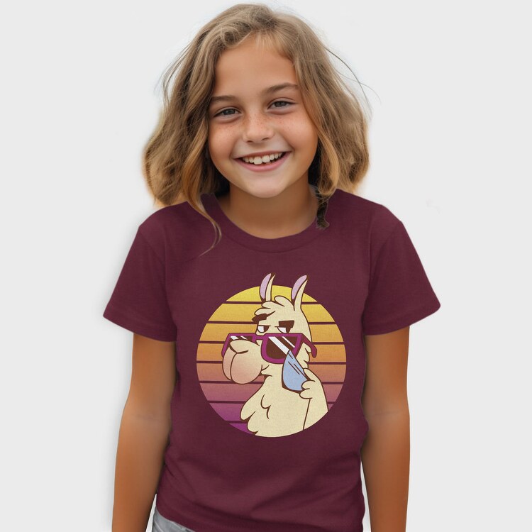 Llama Animal With Sunglasses, Tricou Copii