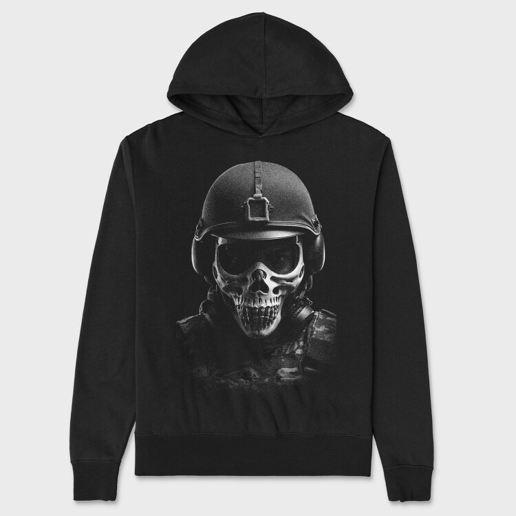 Hanorac Barbati (Unisex), Militar Skull Monochrome