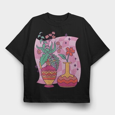 Colorful Flower Vases, Tricou Oversize Barbati (Unisex)