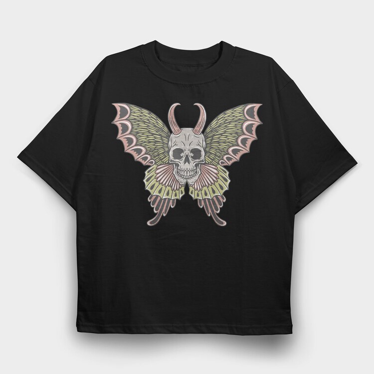 Skull Moth Wings, Tricou Oversize Barbati (Unisex)