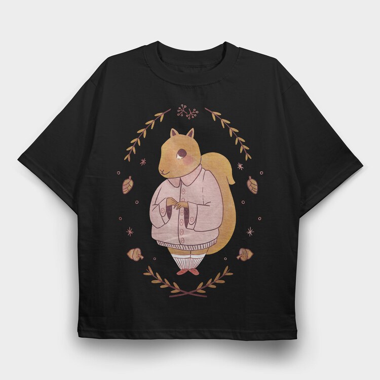 Cute Squirrel Cottagecore, Tricou Oversize Barbati (Unisex)