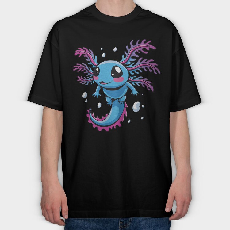 Cute Swimming Axolotl, Tricou Oversize Barbati (Unisex)