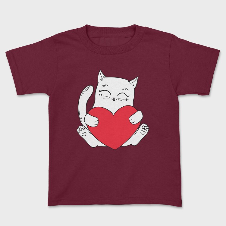 Cat Holding Heart, Tricou Copii