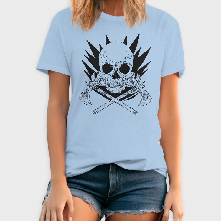 Skull With Axe Weapons Axes, Tricou Barbati (Unisex)
