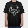 Skull With Bandana And Headphones, Tricou Oversize Barbati (Unisex)