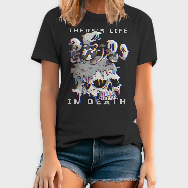 Skull With Cartoon Mushrooms Life In Death Tote, Tricou Barbati (Unisex)
