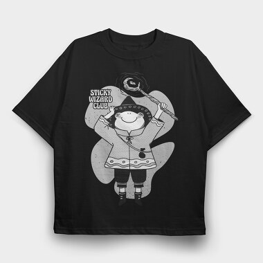 Cartoon Wizard Frog Fantasy Sticky Club, Tricou Oversize Barbati (Unisex)