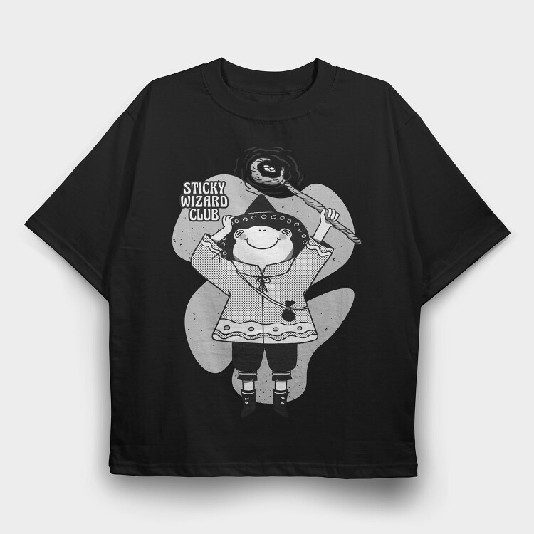 Cartoon Wizard Frog Fantasy Sticky Club, Tricou Oversize Barbati (Unisex)