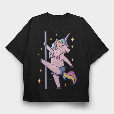 Cute Unicorn Pole Dancing, Tricou Oversize Barbati (Unisex)