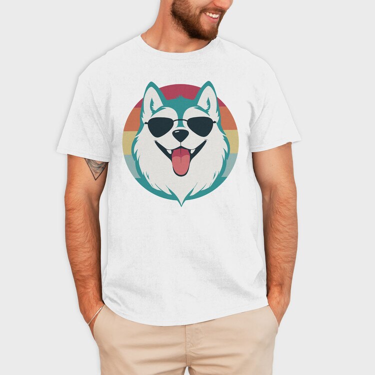 Cool Husky With Sunglasses Face, Tricou Barbati (Unisex)