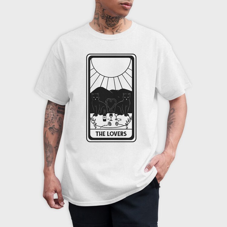 Cool Lovers Tarot Card The Cat, Tricou Barbati (Unisex)