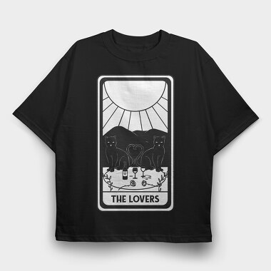 Cool Lovers Tarot Card The Cat, Tricou Oversize Barbati (Unisex)