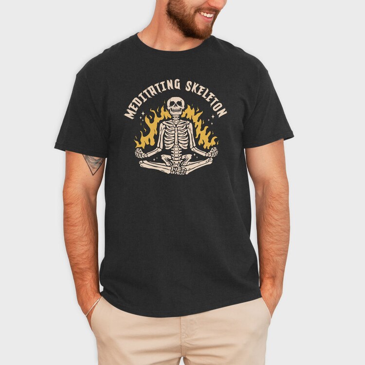 Cool Meditating Skeleton Skelleton, Tricou Barbati (Unisex)