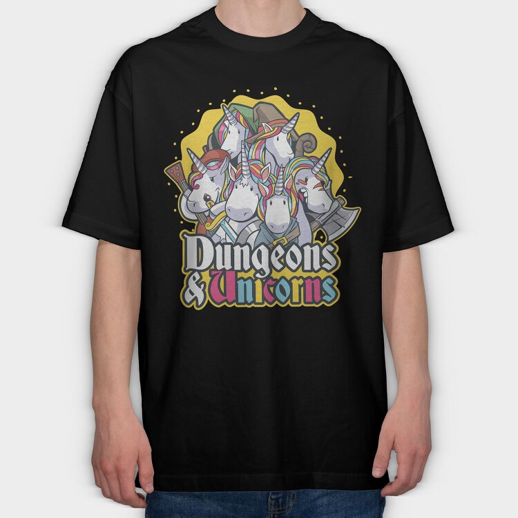Dungeons Unicorns, Tricou Oversize Barbati (Unisex)