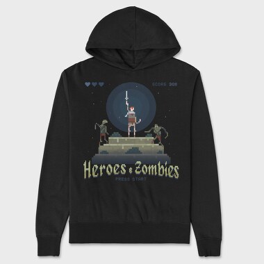 Heroes and Zombies Pixelart, Hanorac Oversize Barbati (Unisex)