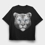 Snow Leopard Portrait, Tricou Oversize Barbati (Unisex)