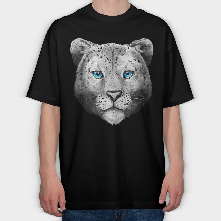 Snow Leopard Portrait, Tricou Oversize Barbati (Unisex)