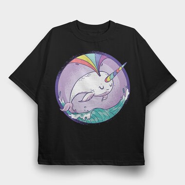 Rainbow Narwhale Whale, Tricou Oversize Barbati (Unisex)