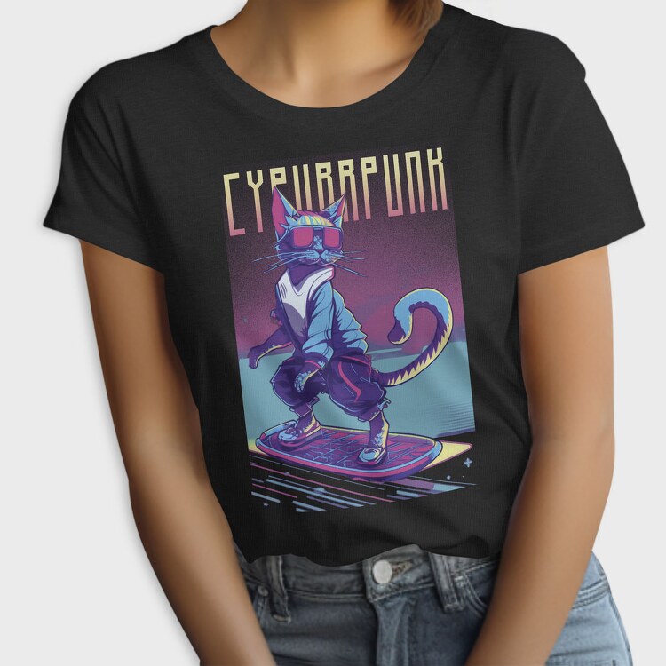 Cyberpunk Skater Cat, Tricou Femei