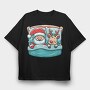 Sleepy Santa And Reindeer, Tricou Oversize Barbati (Unisex)