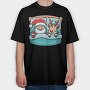 Sleepy Santa And Reindeer, Tricou Oversize Barbati (Unisex)