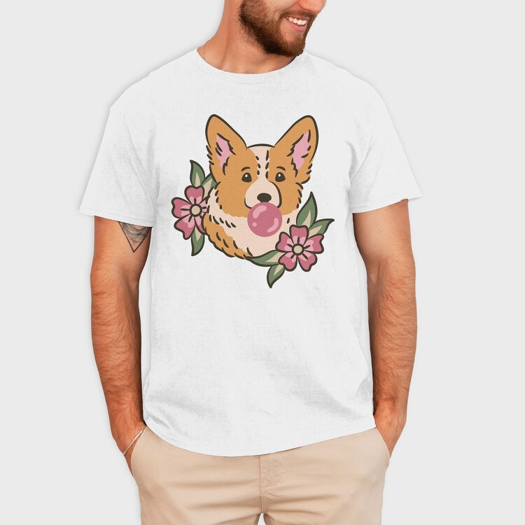 Corgi Bubblegum, Tricou Barbati (Unisex)