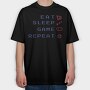 Eat Sleep Game Quote Gamer, Tricou Oversize Barbati (Unisex)