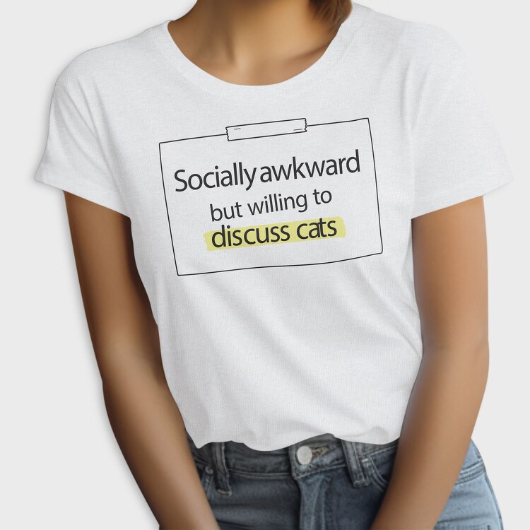 Socially Awkward Cat Name Tag, Tricou Femei