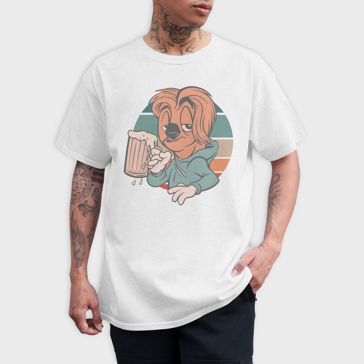 Sloth Animal With Beer Cartoon, Tricou Barbati (Unisex)