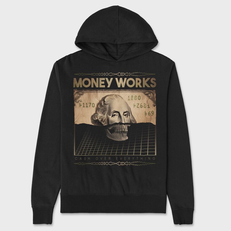 Money Works Bill Skull, Hanorac Oversize Barbati (Unisex)