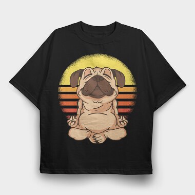 Yoga Pug 01, Tricou Oversize Barbati (Unisex)