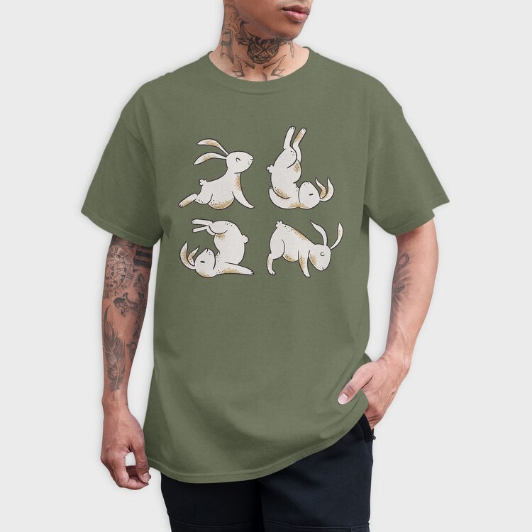 Yoga Rabbits, Tricou Barbati (Unisex)