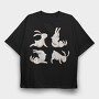 Yoga Rabbits, Tricou Oversize Barbati (Unisex)
