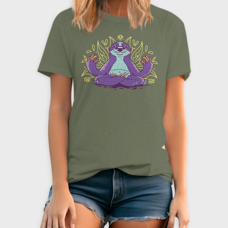 Sloth Doing Meditation Lotus Yoga Pose, Tricou Barbati (Unisex)