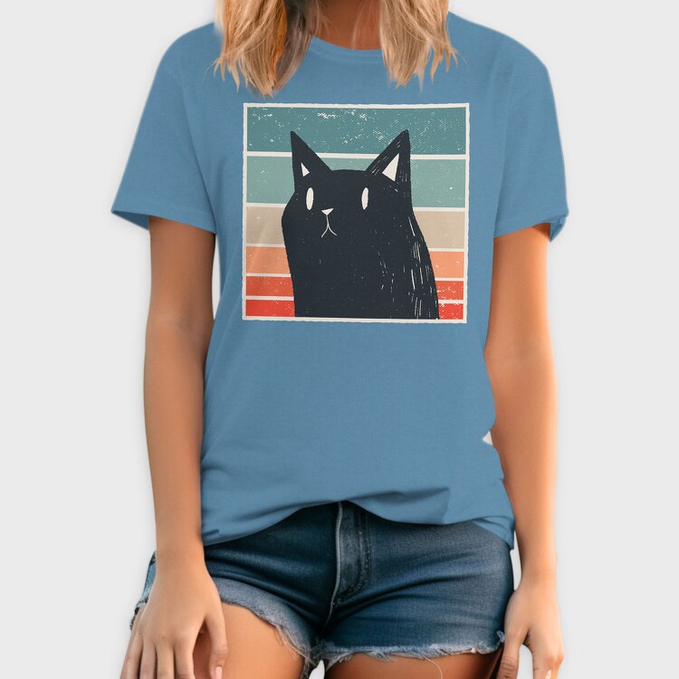 Retro Black Cat, Tricou Barbati (Unisex)