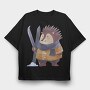 Hedgehog Ski Adventure, Tricou Oversize Barbati (Unisex)